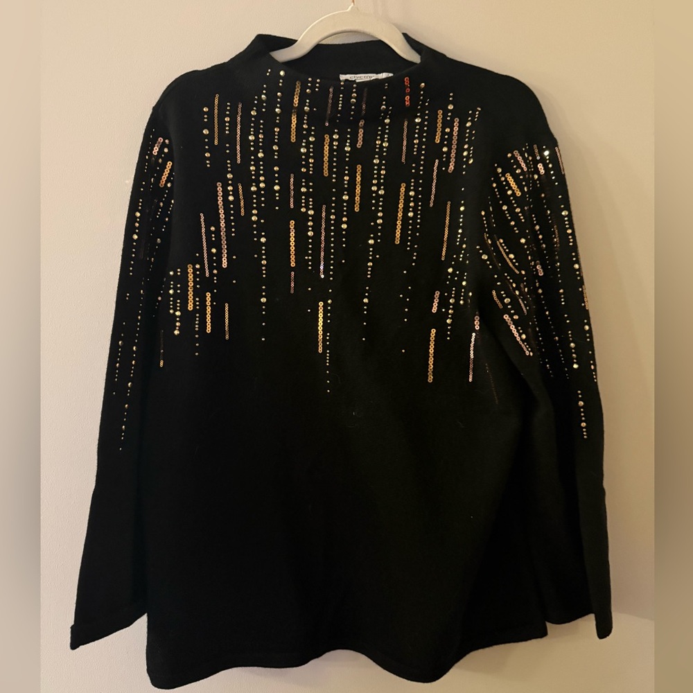 ⚪️⚪️Chico's Black Embellished Mockneck Sweater